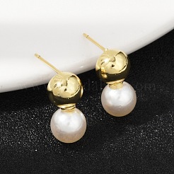 Round Brass Stud Earrings&nbsp;EJEW-H154-01G
