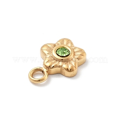 Flower 304 Stainless Steel Rhinestone Charms&nbsp;STAS-L283-29G