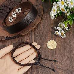 2Pcs 2 Styles Adjustable Cowhide Leather Cord Braided Bracelets&nbsp;BJEW-CL0001-15