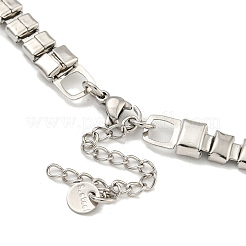 Non-Tarnish 304 Stainless Steel Rectangle & Round Ball Link Chain Necklaces&nbsp;NJEW-S431-03P