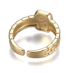 Brass Micro Pave Clear Cubic Zirconia Cuff Rings&nbsp;LS-RJEW-H538-02G-S