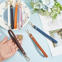 7Pcs 7 Colors PU Leather Wrist Strap Keychains&nbsp;KEYC-CL0001-28