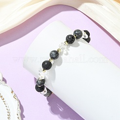 Natural Lava Rock & Larvikite & Quartz Crystal Beaded Bracelets for Women&nbsp;BJEW-JB13900