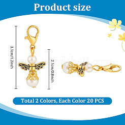 40Pcs 2 Colors Glass Pearl & Alloy Angel Pendant Decorations&nbsp;HJEW-PH02265