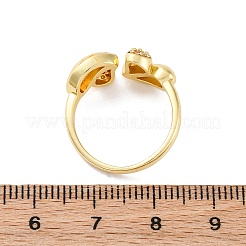 Brass Micro Pave Clear Cubic Zirconia Cuff Rings for Women&nbsp;RJEW-U043-04G