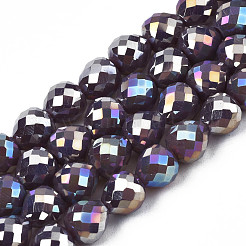 Electroplate Opaque Solid Color Glass Beads Strands&nbsp;EGLA-N002-26-A09