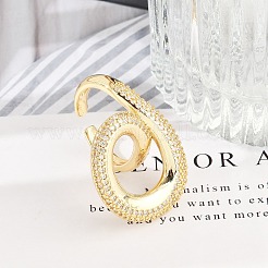 Brass Micro Pave Clear Cubic Zirconia Cuff Rings for Women Men&nbsp;RJEW-Z080-04G