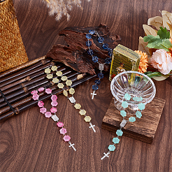 4Pcs Glass Rose Pendant Decorations&nbsp;HJEW-DR00243