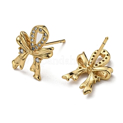 Rack Plating Brass Bowknot Stud Earrings with Cubic Zirconia&nbsp;EJEW-D063-10G