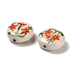 Flower Theme Printed Handmade Porcelain Beads&nbsp;X1-LAMP-D303-06C-03