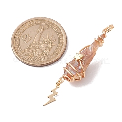 3Pcs 3 Styles Electroplated Natural Quartz Crystal Copper Wire Wrapped Pendants&nbsp;PALLOY-JF02586-07