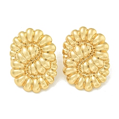 Texture Oval 304 Stainless Steel Stud Earrings for Women&nbsp;EJEW-K278-32G