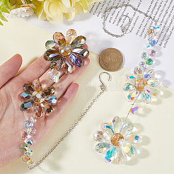 Glass Beaded Flower Hanging Suncatchers&nbsp;AJEW-WH20020-064A