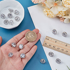 16Pcs Brass Clear Cubic Zirconia Shank Buttons&nbsp;DIY-FG0007-35