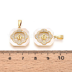 Brass Micro Pave Cubic Zirconia Cup Pearl Peg Bails Pin Pendants&nbsp;KK-T079-04G