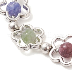 Flower Tibetan Style Alloy & Natural Tourmaline Beads Link Chain Bracelets for Women&nbsp;BJEW-JB12724