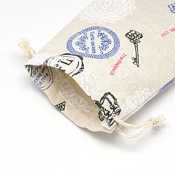 Printed Polycotton(Polyester Cotton) Packing Pouches Drawstring Bags&nbsp;ABAG-T004-10x14-14