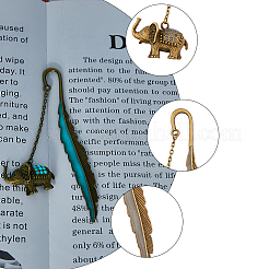2Pcs 2 Colors Luminous Alloy Feather Bookmarks&nbsp;AJEW-FH0004-79