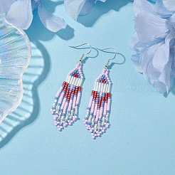Iron with Glass Dangle Stud Earring&nbsp;EJEW-MZ00184
