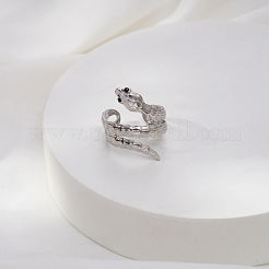 Adjustable 304 Stainless Steel Snake Shaped Cuff Open Rings for Women&nbsp;QO4432-2