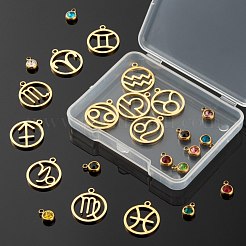 24Pcs 12 Colors 303 Stainless Steel Rhinestone Charms&nbsp;STAS-LS0001-30