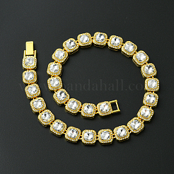 1Pc Zinc Alloy Pave Square Clear Glass Tennis Necklaces for Womem&nbsp;NJEW-SP0001-07G