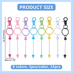 24Pcs 8 Colors Stainless Steel & Alloy Bar Beadable Keychain Clasps&nbsp;FIND-ME0002-95