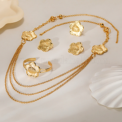 Exquisite Zinc Alloy Middle Eastern Flower Cuff Bangle & Earrings & Necklaces & Rings Set for Women&nbsp;CV9566