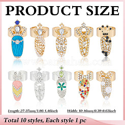 10Pcs 10 Styles Alloy Women Fingernail Rings&nbsp;MRMJ-ME0001-22