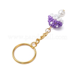 Glass Seed Beads Mushroom Keychain&nbsp;KEYC-MZ00021-01