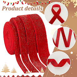 20 Yards 4 Styles Sparkle Single Face Velvet Ribbons&nbsp;SRIB-PH0010-34