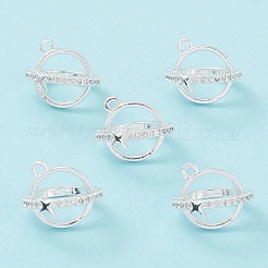 Rack Plating Brass Pave Clear Cubic Zirconia Bead Cage Pendants&nbsp;KK-G464-10S
