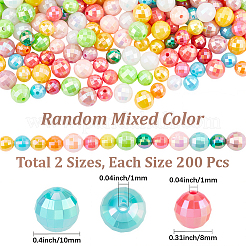 400Pcs 2 Styles Plating Eco-Friendly Poly Styrene Acrylic Beads&nbsp;OACR-PA0001-68