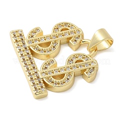 Brass Micro Pave Cubic Zirconia Pendants&nbsp;KK-K298-41G