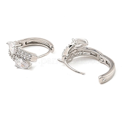 Brass Micro Pave Cubic Zirconia Hoop Earrings&nbsp;EJEW-D078-07P