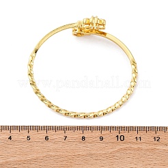 Brass Micro Pave Clear Cubic Zirconia Cuff Bangles for Women&nbsp;BJEW-U025-07G