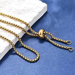Ion Plating(IP) Adjustable 304 Stainless Steel Slider Necklaces&nbsp;NJEW-L156-002B-G