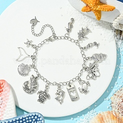 Ocean Theme Alloy Charm Bracelets&nbsp;BJEW-FS00006