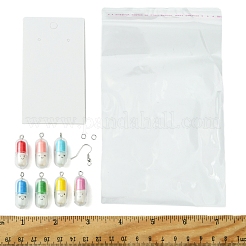 DIY Translucent Plastic Pill Capsule & Brass Dangle Earrings Making Kits&nbsp;DIY-FS0007-13