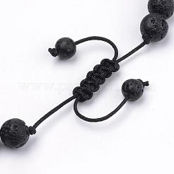 Natural Lava Rock Braided Bead Bracelets&nbsp;BJEW-R304-02-8mm