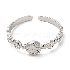 Non-Tarnish 304 Stainless Steel Flat Round Wrap Open Cuff Ring for Women&nbsp;RJEW-I098-04P