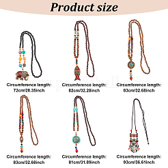 6Pcs 6 Style Natural & Synthetic Mixed Gemstone Lariat Necklaces Set&nbsp;NJEW-AN0001-36