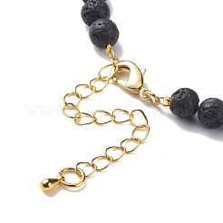 Natural Lava Rock & Gemstone Heart Beaded Necklace&nbsp;NJEW-JN03996