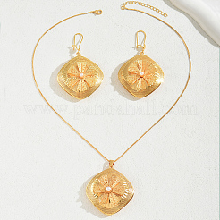 Exaggerated Iron Rhombus Flower Earrings & Pendant Necklaces Sets for Women&nbsp;FB7587