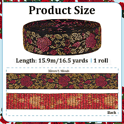 16.5Yards Flower Vintage Jacquard Polyester Ribbon&nbsp;OCOR-PH0007-38