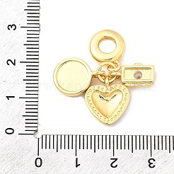 Brass Pave Clear Cubic Zirconia European Dangle Charms&nbsp;KK-F904-01D-G
