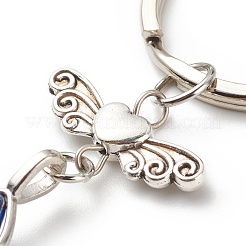 Bullet Natural Mixed Gemstone and Alloy Heart with Wing Keychains&nbsp;KEYC-JKC00361