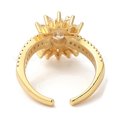 Oval Brass Micro Pave Cubic Zirconia Open Cuff Rings&nbsp;RJEW-U008-04C-G