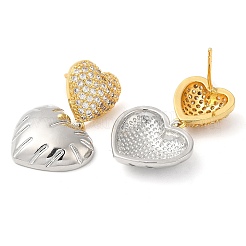 Rack Plating Brass Heart Dangle Stud Earrings&nbsp;EJEW-E290-02GP