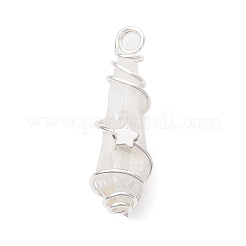 Electroplated Natural Quartz Crystal Dyed Copper Wire Wrapped Pendants&nbsp;PALLOY-JF02327-01